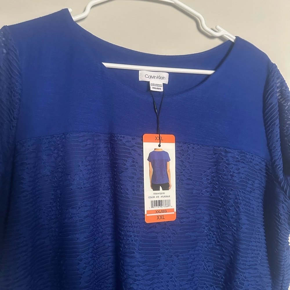 Calvin Klein Royal Blue Textured Blouse
